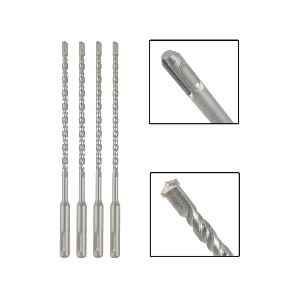 Jogo 4 Brocas SDS Plus 6X210 mm Aço Carbono Tungstênio