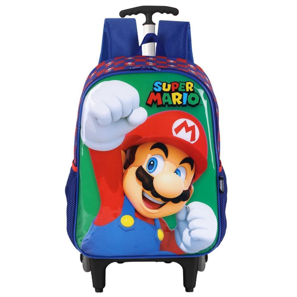 Mochila Super Mario Bros Rodinhas Escolar Infantil Verde