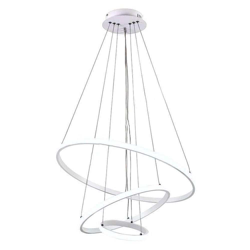 Lustre Pendente Luminaria Arco 3 Em 1 Aneis Ajustaveis Argola Decoraçao Sala Quarto Casa Iluminaçao
