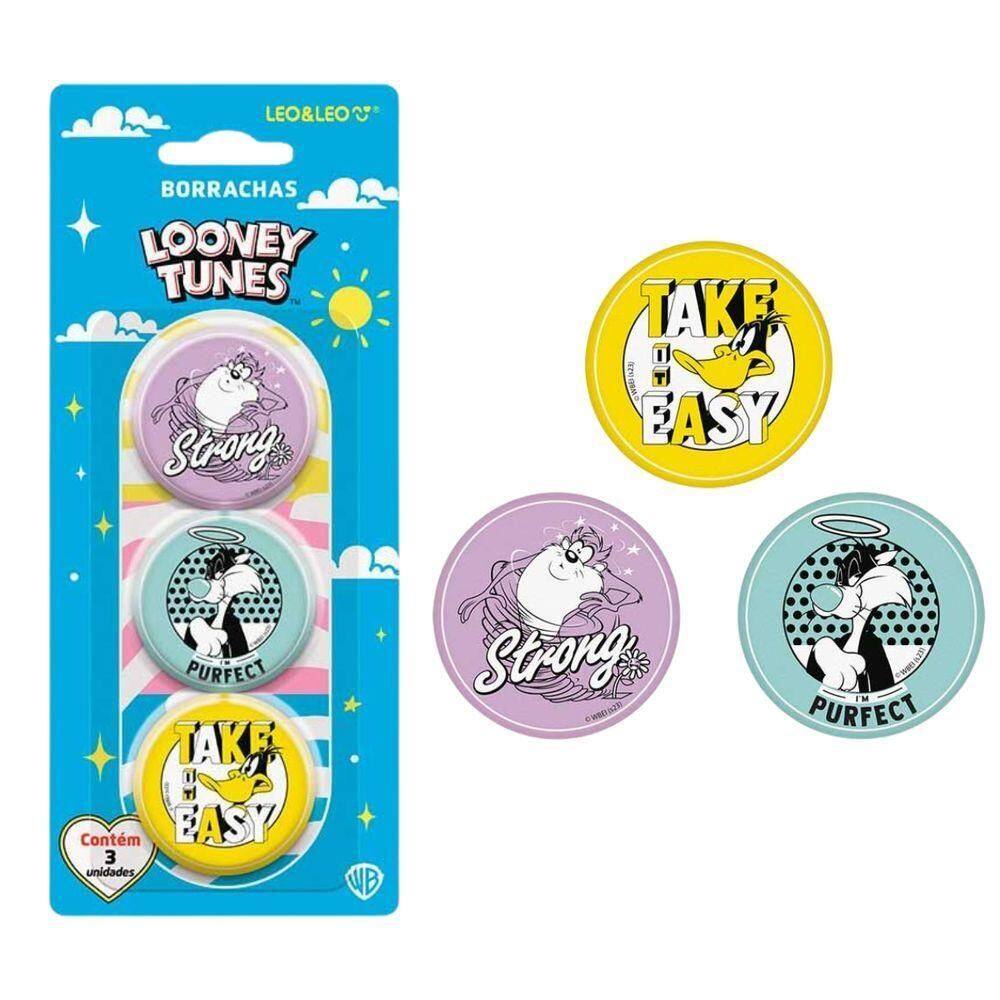 Borracha Redonda Looney Tunes Blister Com 3 Und - Leo & Leo