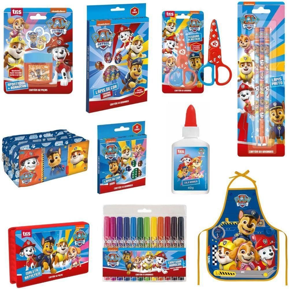 Kit Escolar Completo Patrulha Canina - Azul - 10 Itens