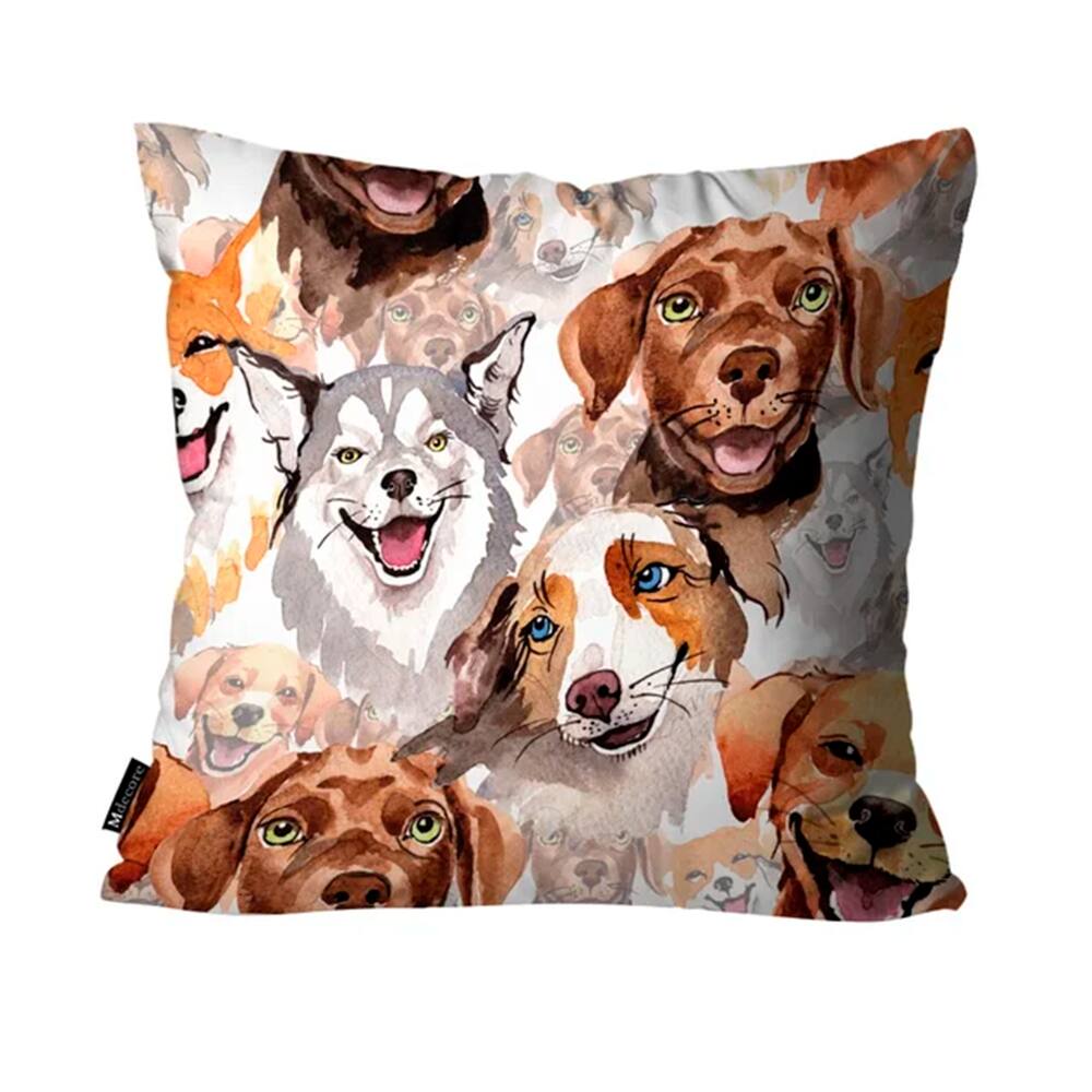 Capa para Almofada Mdecore Cachorros Coloridos - 45x45