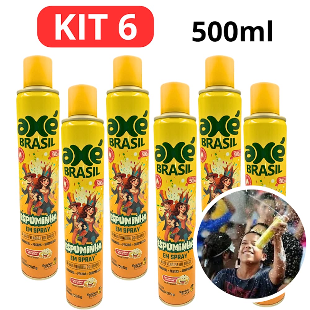 Kit 6 Espuma de Carnaval Em Spray Espuminha Neve Festa 500ml