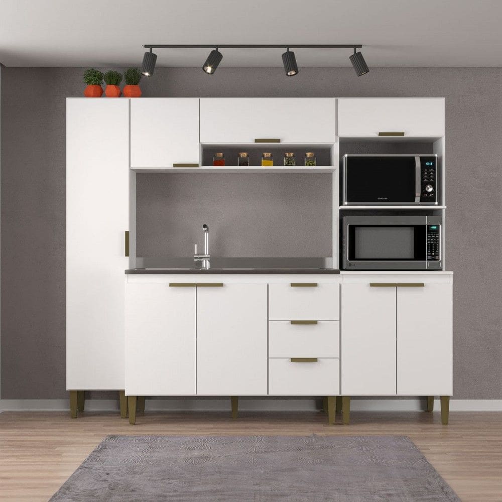 Cozinha Completa Carol 8 Portas 3 Gavetas Branco - Jcarvalho