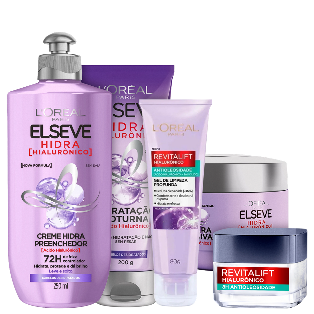 Kit L`Oréal Paris Revitalift Elseve Hidra (5 Produtos)