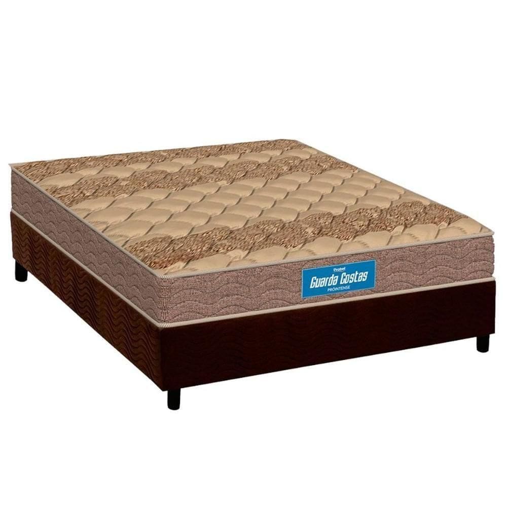 Conjunto Box Viúva Colchão Anatômico Probel Colchão D33 Firmepedic Guarda Costas Próintense Brown + Base Crc Suede Brown(128x188)