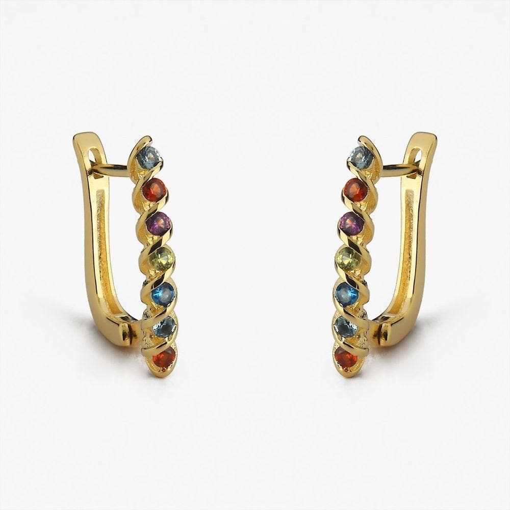 Brinco Argola Retangulares Com Pedras Zircônia Banhado A Ouro 18k