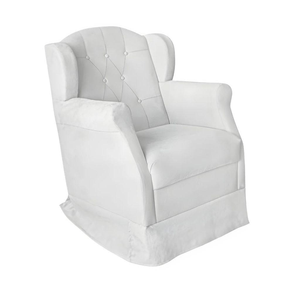 Poltrona Amamentação Balanço Confortável Puff Pétala Corino Cor:branco