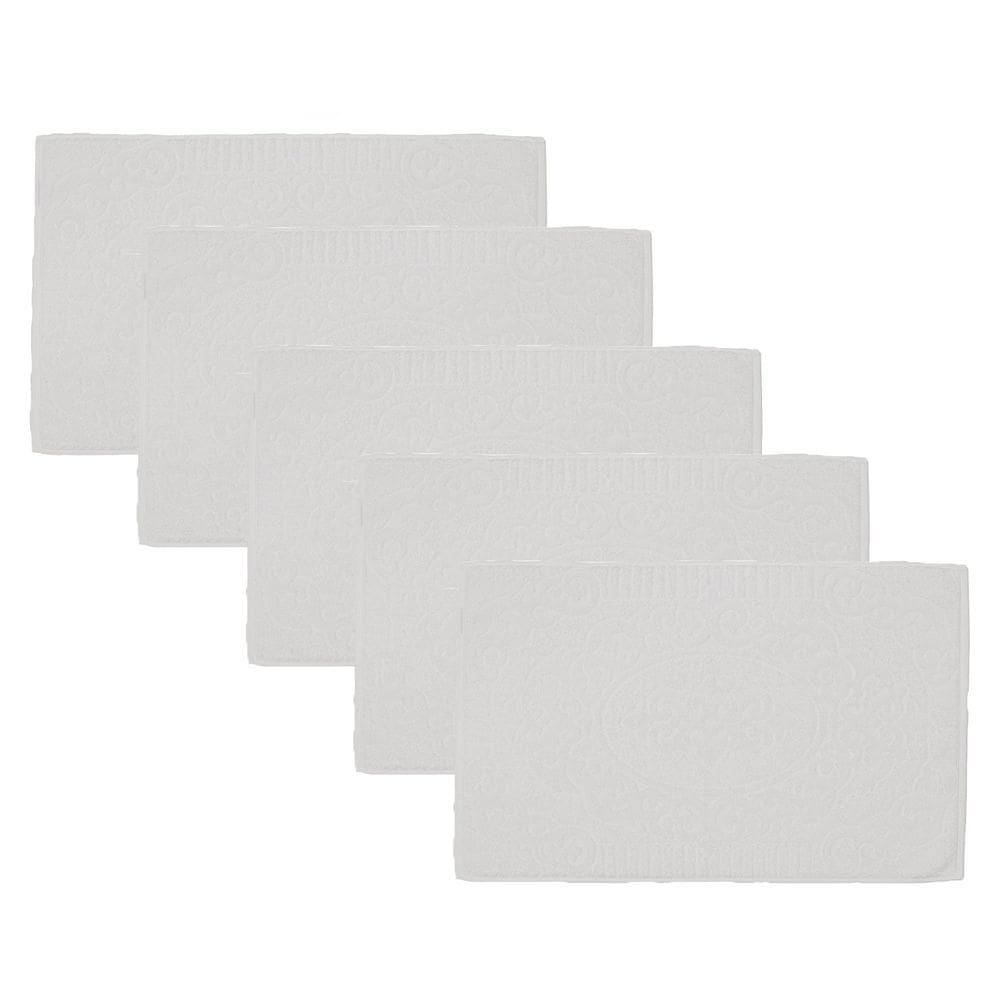 Kit Com 5 Toalhas De Piso Gaia Hotel 45x75cm Branco