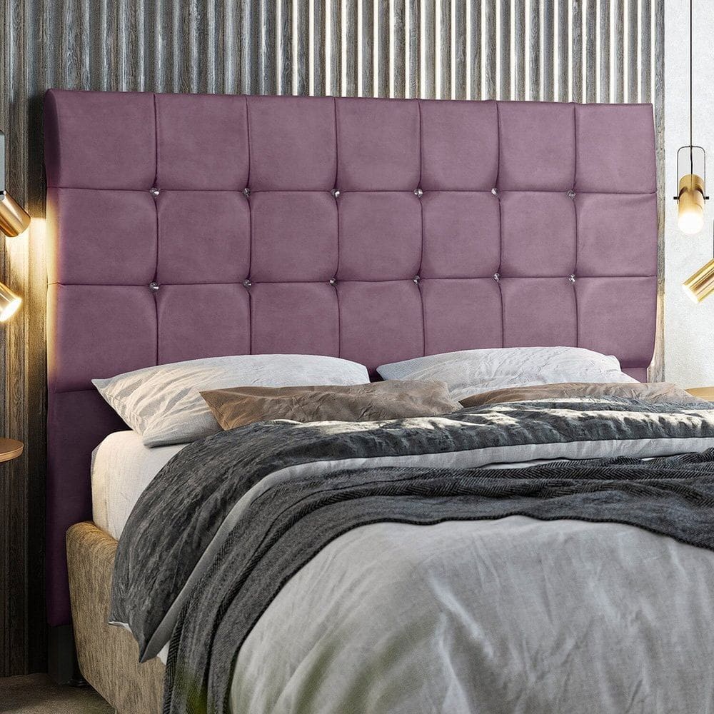 Cabeceira Dubai 140 Cm Casal com Strass Rose
