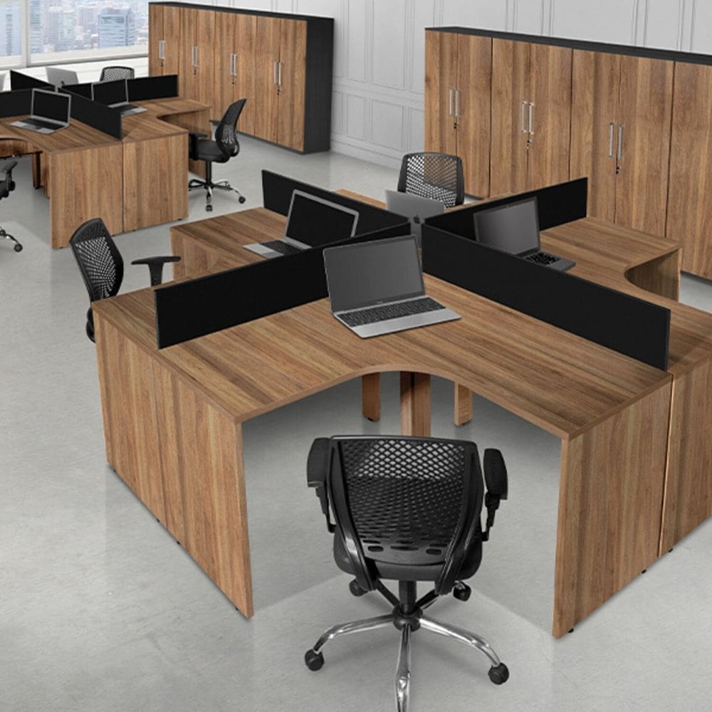 Mesa Delta Corporativa 25mm 137cm X 137cm Noce/Preto
