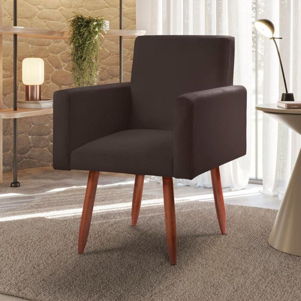 Poltrona Decorativa - Cadeira Escritório Nina Linho - Shop Chocolate