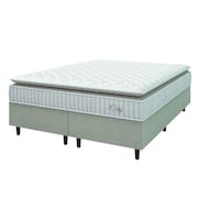 Cama Box Colchão Casal King Molas Ensacadas City Pillow Top 193x203x61cm Bege / Branco Hellen