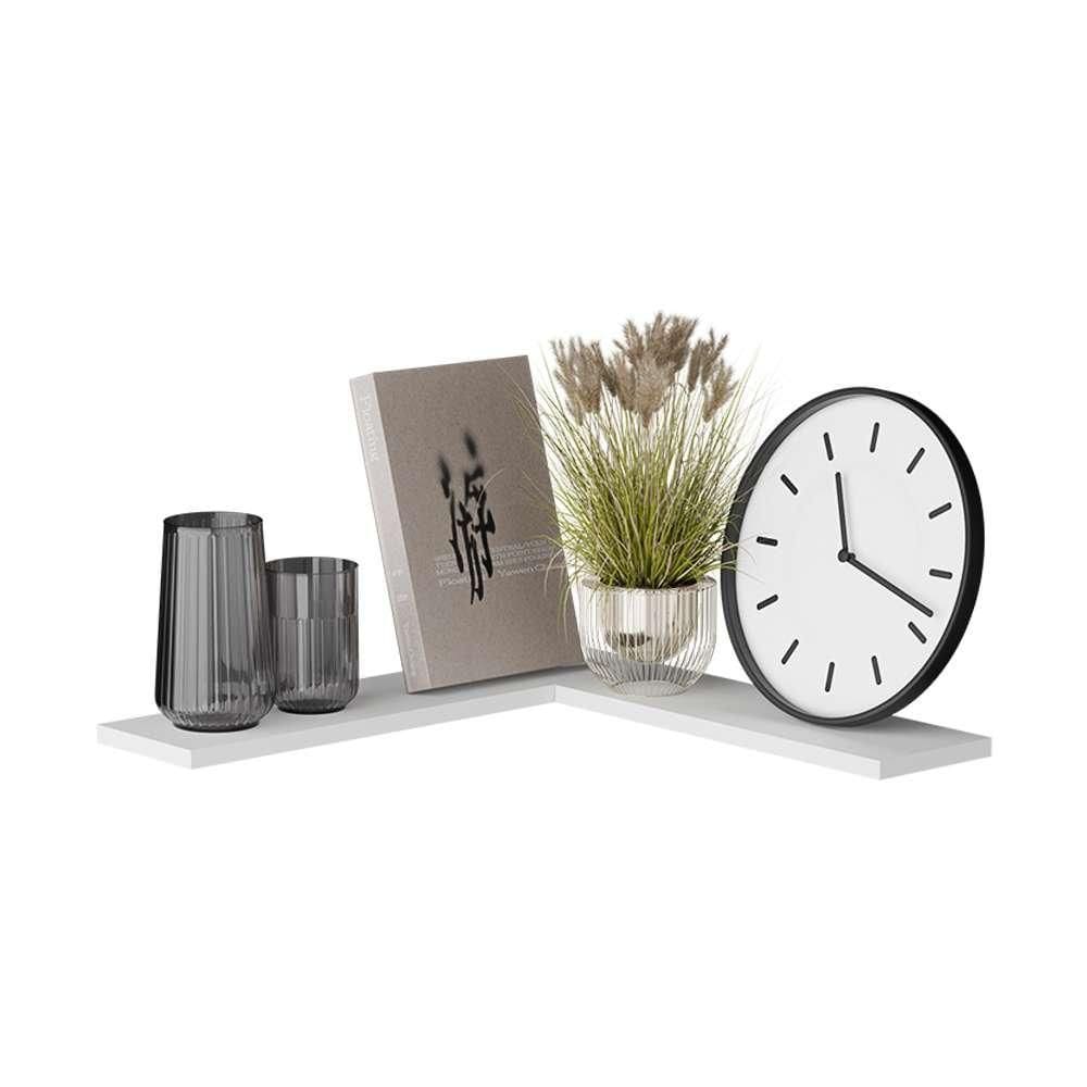 Conjunto Prateleira de Canto Branco com Suporte Invisível