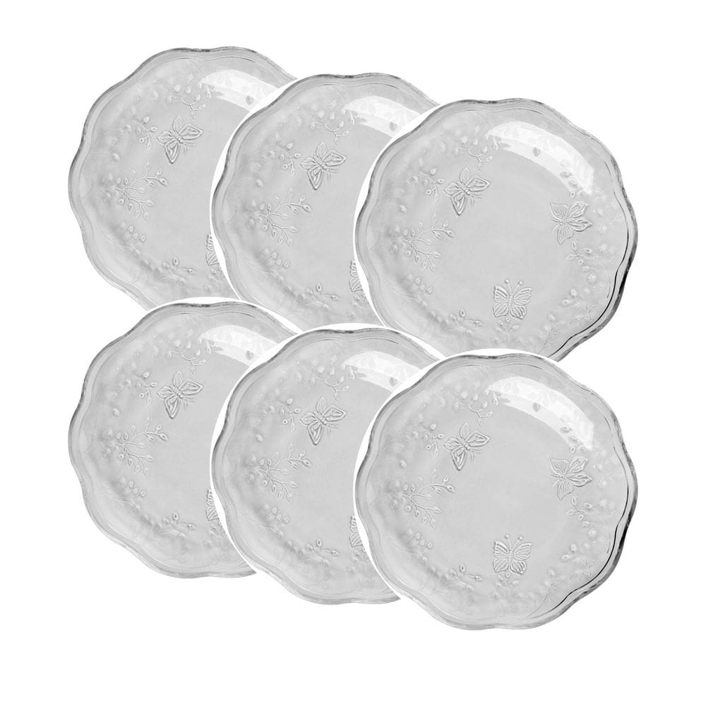 Conjunto de 6 Pratos Sobremesa de Cristal Ecológico New Butterfly 20cm - Lyor