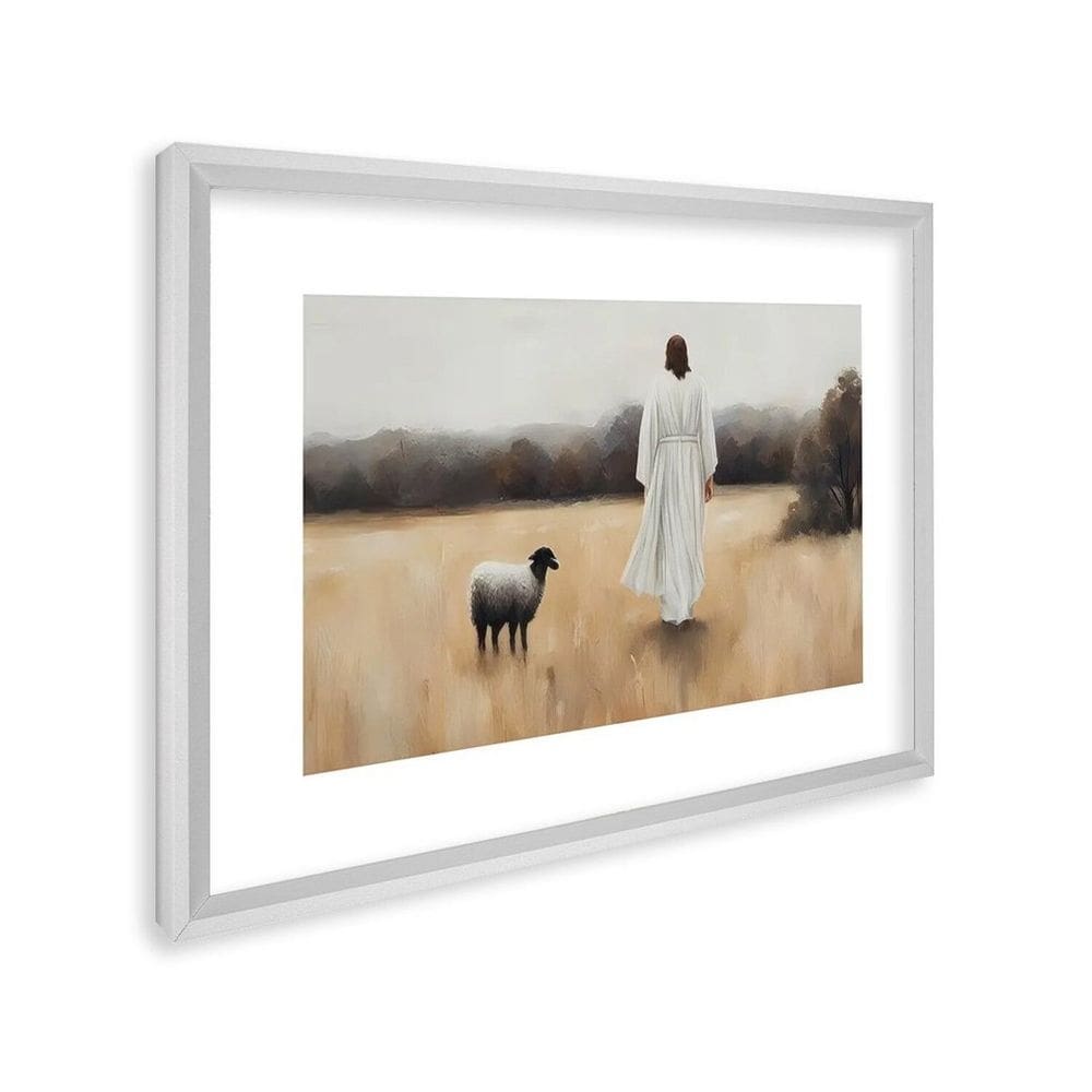 Quadro Decorativo Religioso Cordeiro de Deus com 1 Tela Cm ou Cm de Parede para Sala Quarto Hall 60c Branco