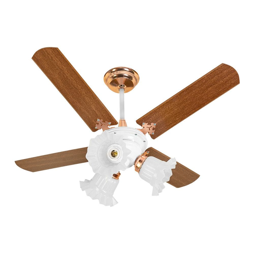 Ventilador De Teto Venti-Delta New Zeta Com 4 Pás Branco / Cobre