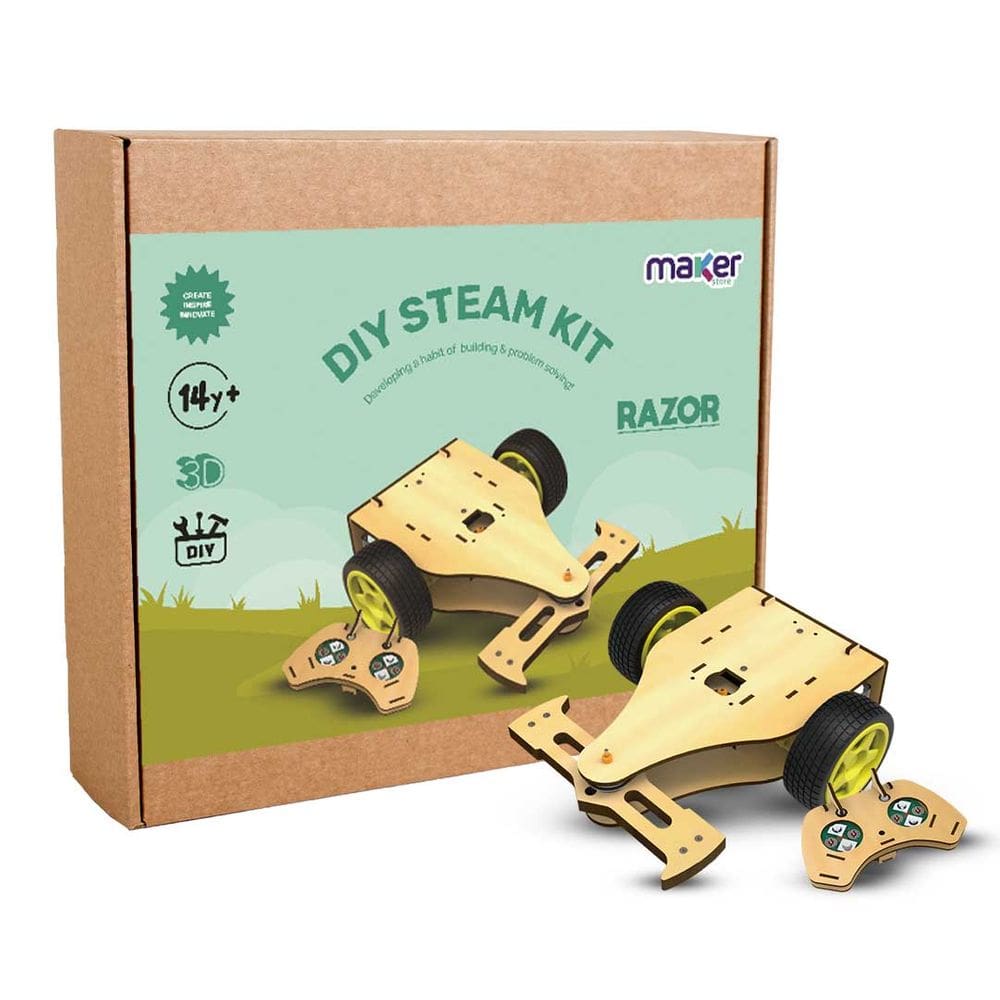 Kit Robótica Educacional STEM Carrinho MDF Controle Razor