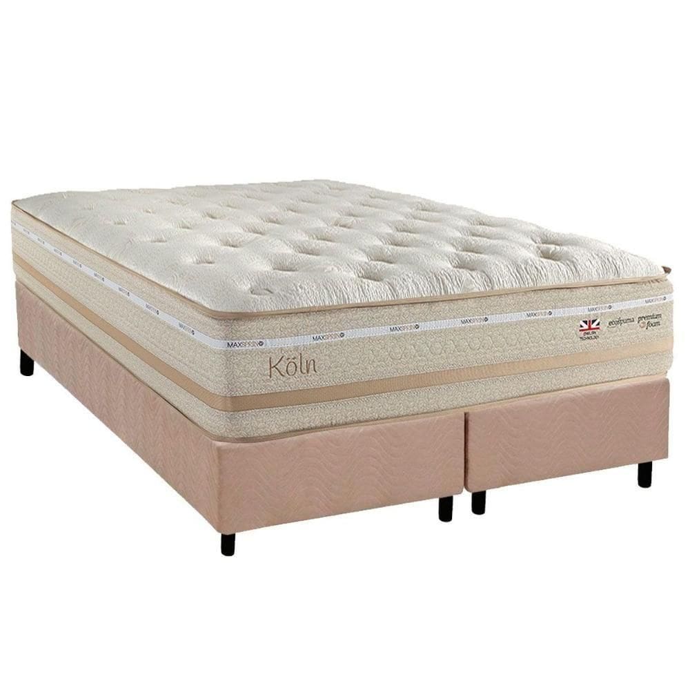 Conjunto Box King Colchão Molas Herval Maxspring Koln + Base Crc Suede Clean (193x203)