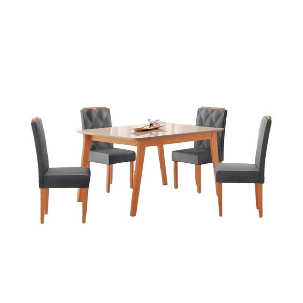 Conjunto Mesa De Jantar Elegance Off White 1,20 M Com 4 Cadeiras Diamante