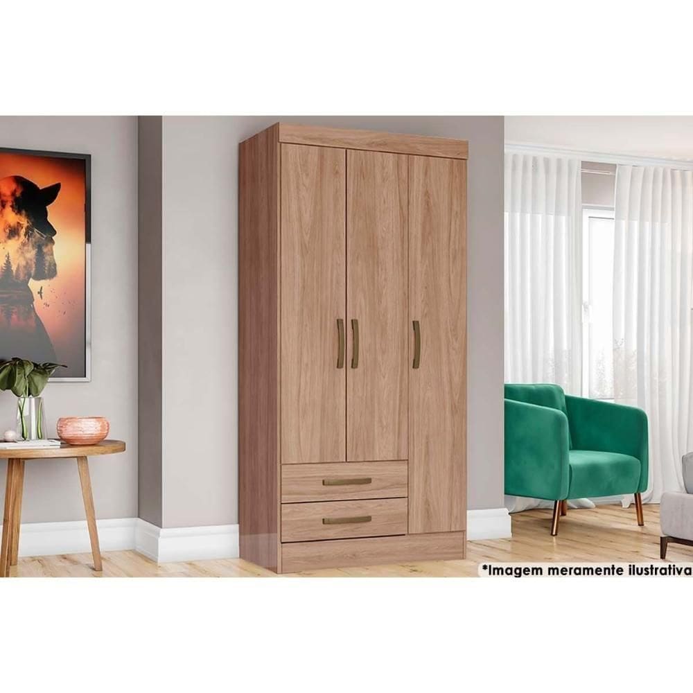 Guarda Roupa Casal 3 Portas E 2 Gavetas Briz Be16 Jequitibá