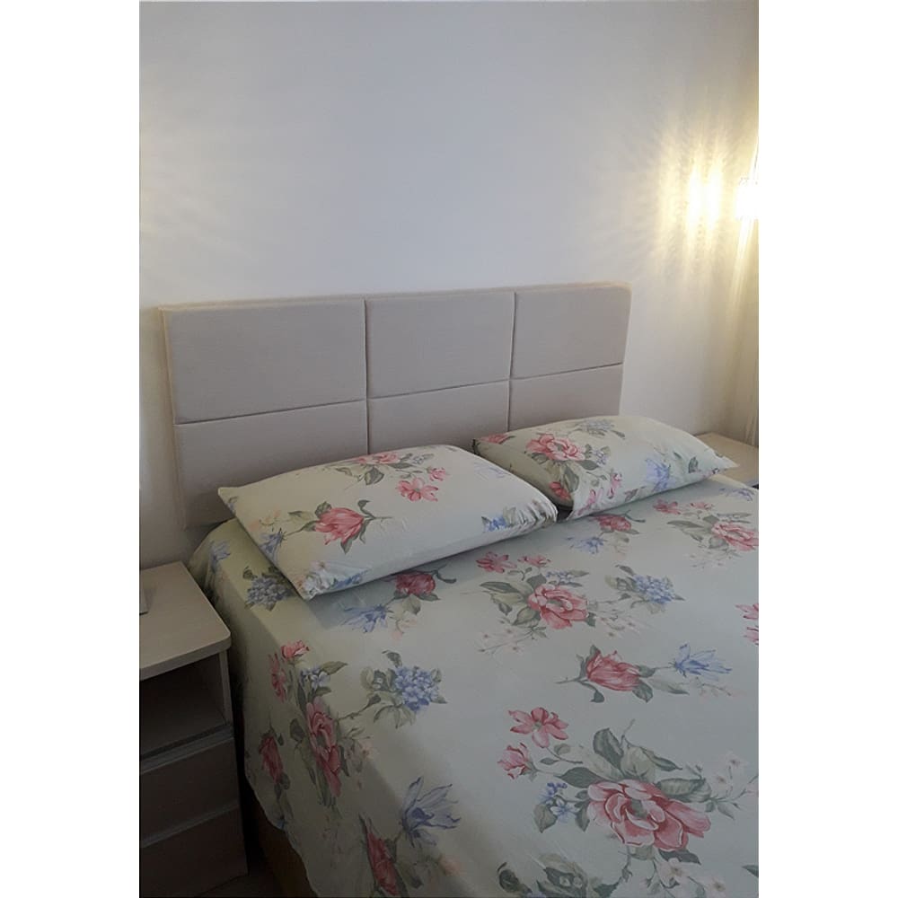 Cabeceira Estofada Queen 6 Blocos Não é Segredo Suede Liso Bege 160x60
