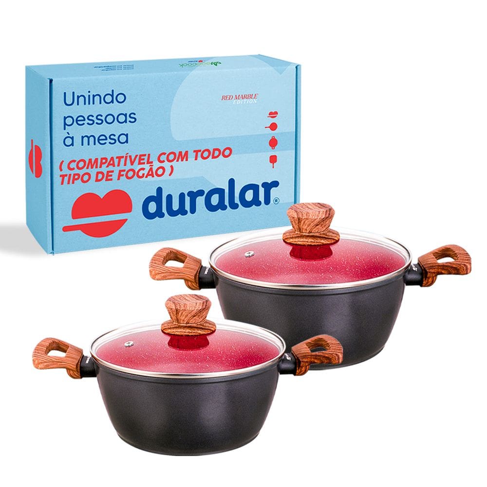 Jogo Panela 2 Caçarola Antiaderente Cerâmica N16 N20 Duralar