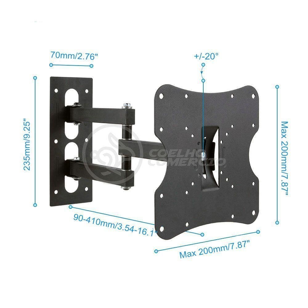 Suporte De Tv Articulado Para Painel E Parede Led Lcd Plasma Oled 3d De 14\" à 42\" Polegadas 302w