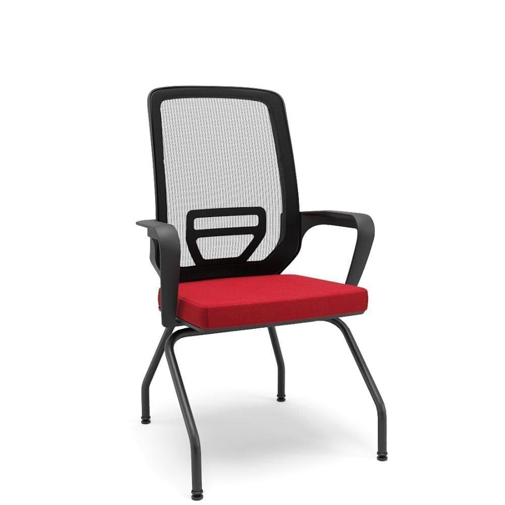 Cadeira Adrix Aproximação 4 Pés Fixo Vermelho