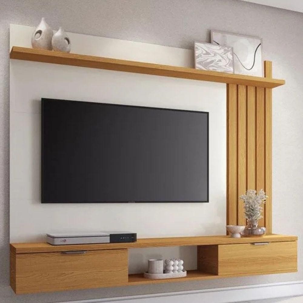 Painel Para Tv Até 55\" Lets 2 Portas 160cm Cinamomo Off White - Fabrica 1 Móveis