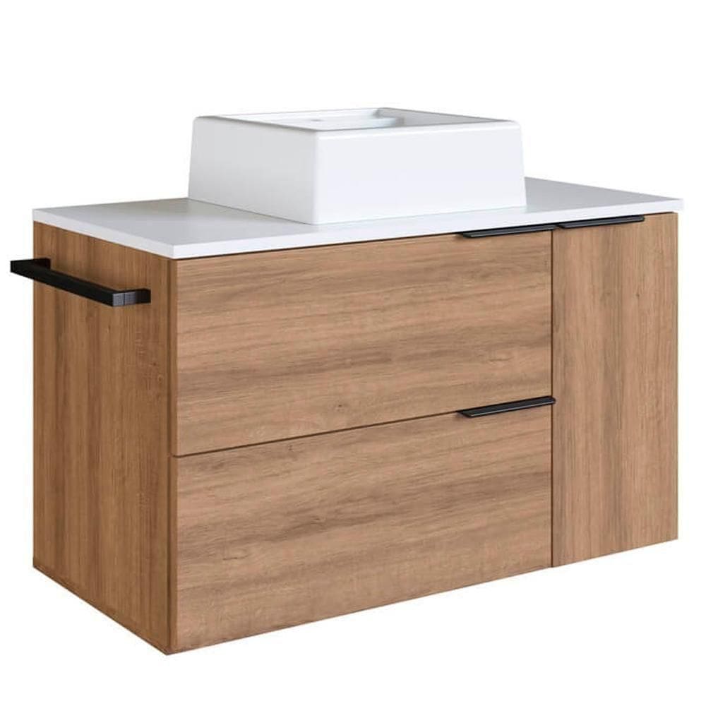 Gabinete Para Banheiro Com Cuba 01 Gav 80cm Proddy Mel Branco