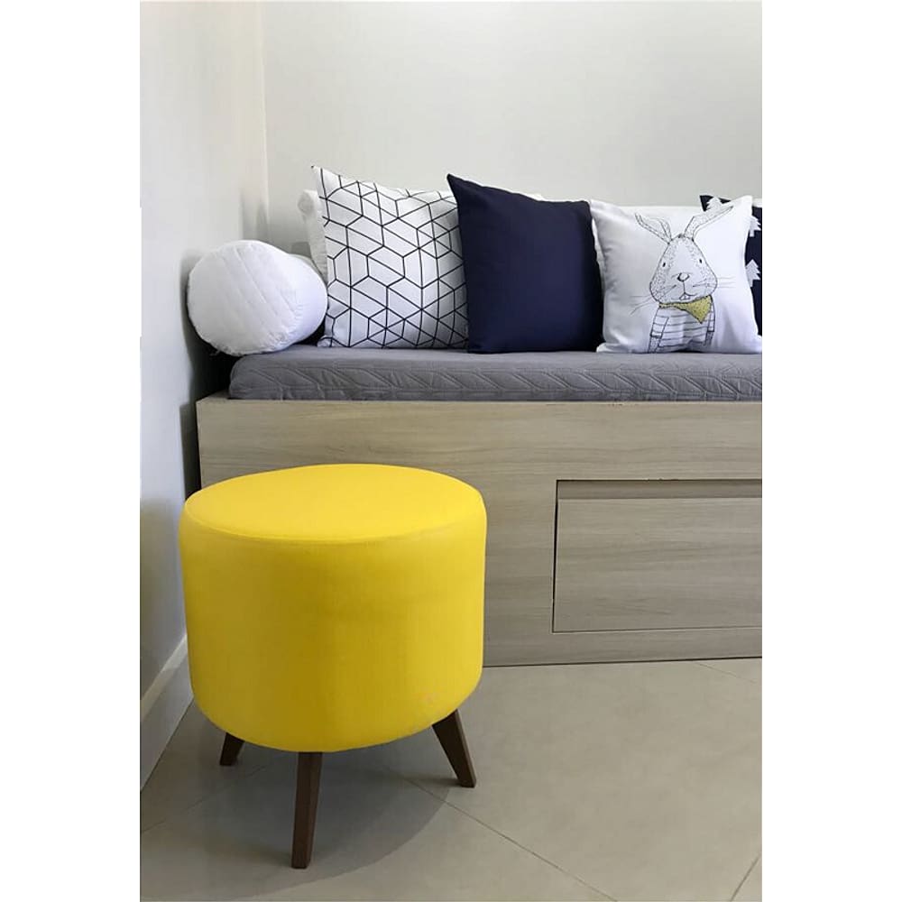 Puff Pé Palito Redondo Não é Segredo Courvin Amarelo 40x45