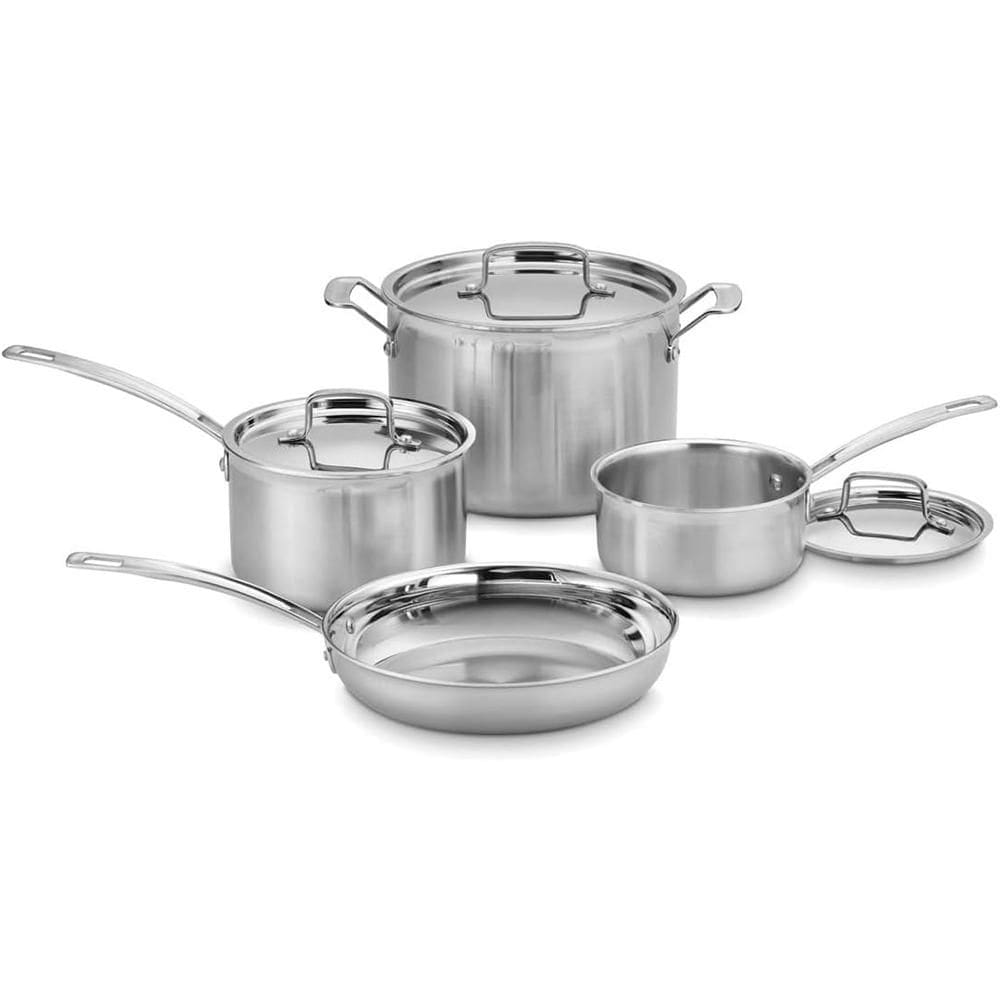 Conjunto De Panelas Cuisinart Aço Inox Multiclad Pro 7 Peças - MCP-7NP1