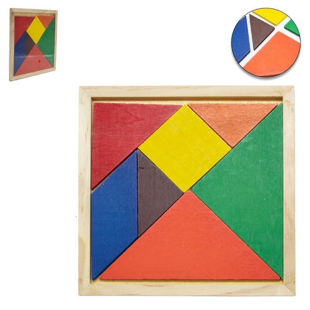 Quebra Cabeca De Encaixe Geometrico De Madeira 8 Pecas 16X16