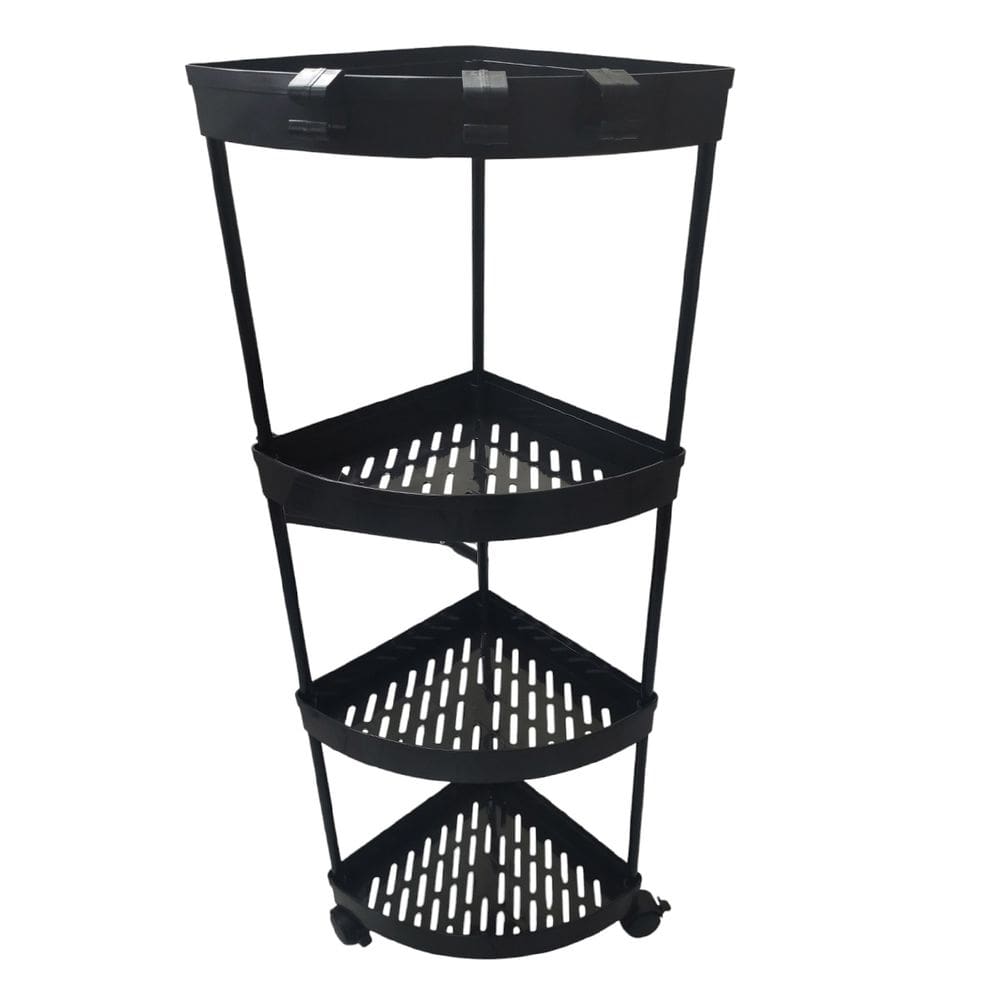 Carrinho Prateleira de Canto 4 Andares Rack Estante Organizaçao Gancho Rodinhas Casa Banheiro Cozinha Multiuso Resistente