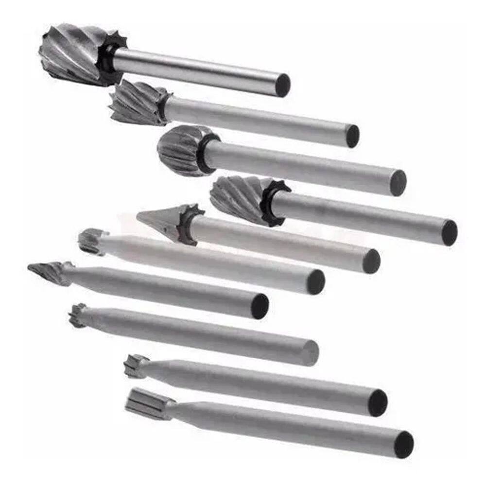Kit 10 Limas Rotativas Tungstênio Gravação Dremel Retifica