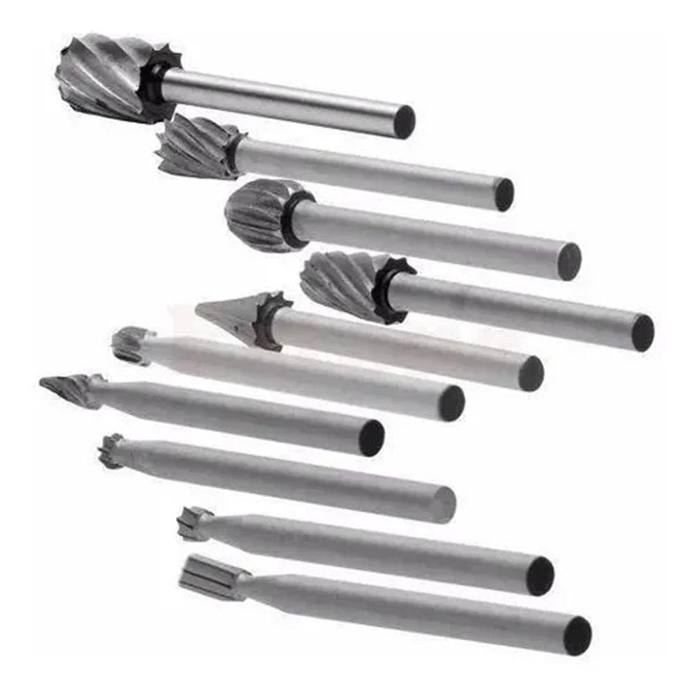 Kit 10 Limas Rotativas Tungstênio Gravação Dremel Retifica