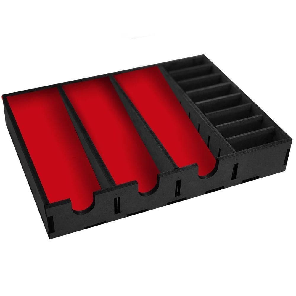 Suporte Mdf Para 3 Maquinas De Cortar Cabelo E 8 Pentes De Altura Vermelho - Preto