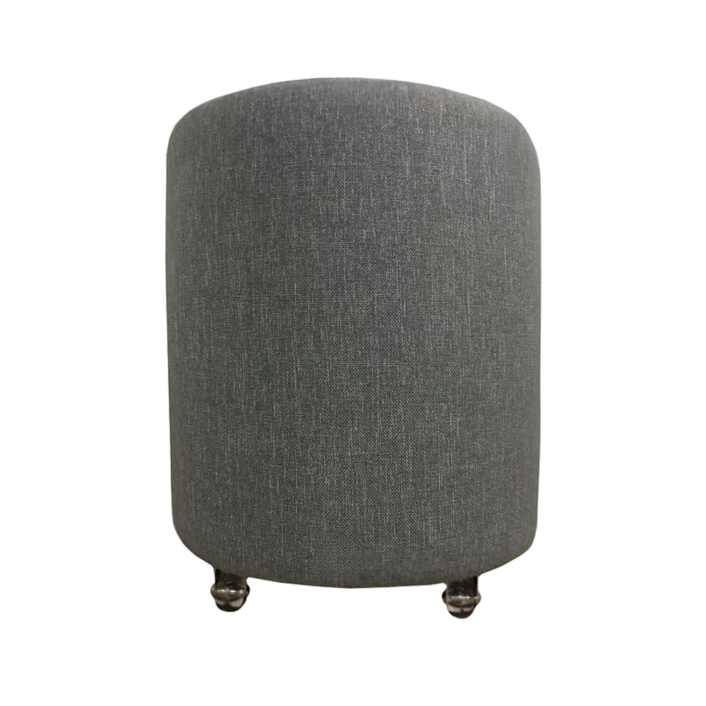 Puff Redondo Não é Segredo Linho Cinza Vazado Rodinha 40x45 NSPR03L-R