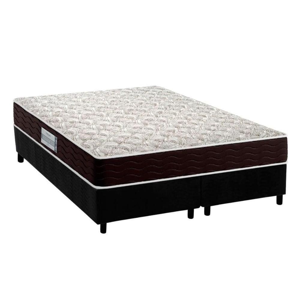 Cama Box Queen: Colchão Espuma D33 Probel Advanced + Base Crc Suede Black(158X198)