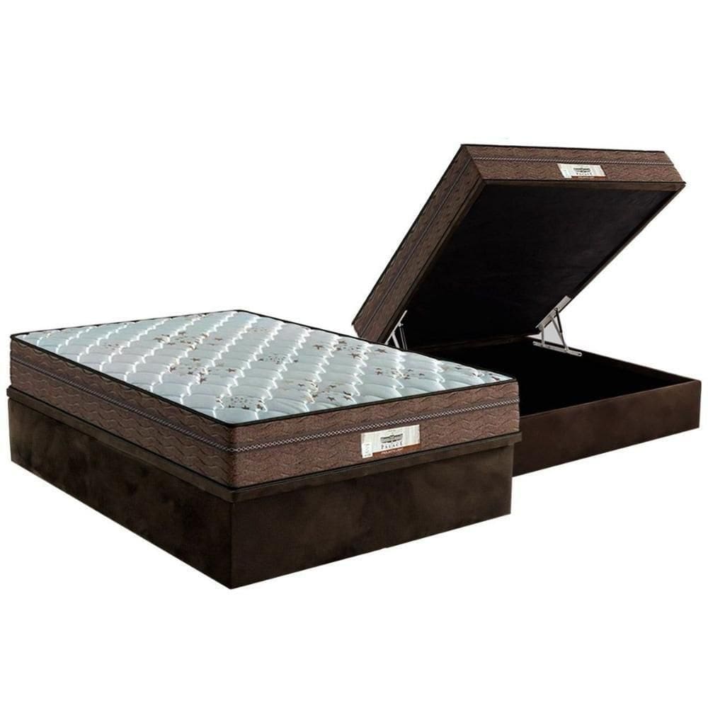 Cama Box Baú Casal: Colchão Molas Ensacadas Probel Pallace + Base Brown(138X188)