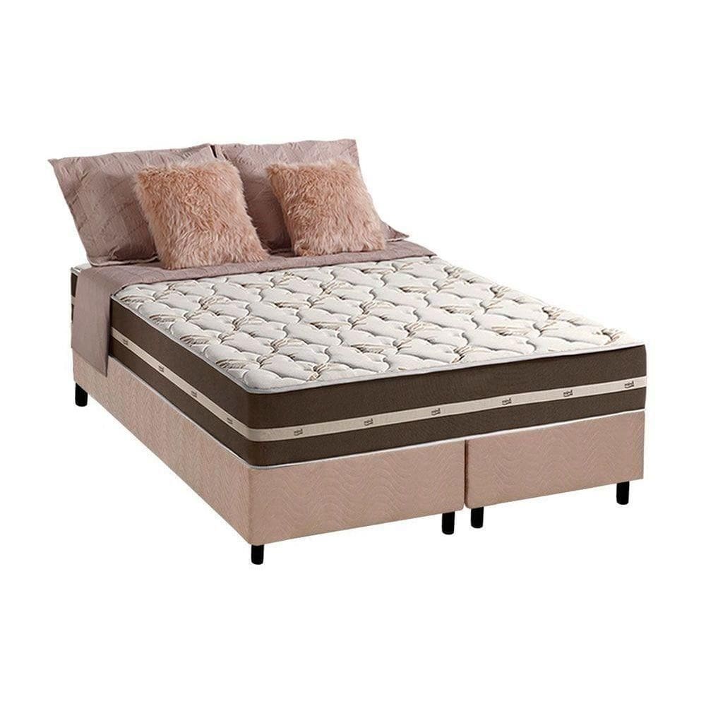Cama Box Queen: Colchão Molas Anjos Superlastic Classic + Base Crc Suede Clean(158X198)