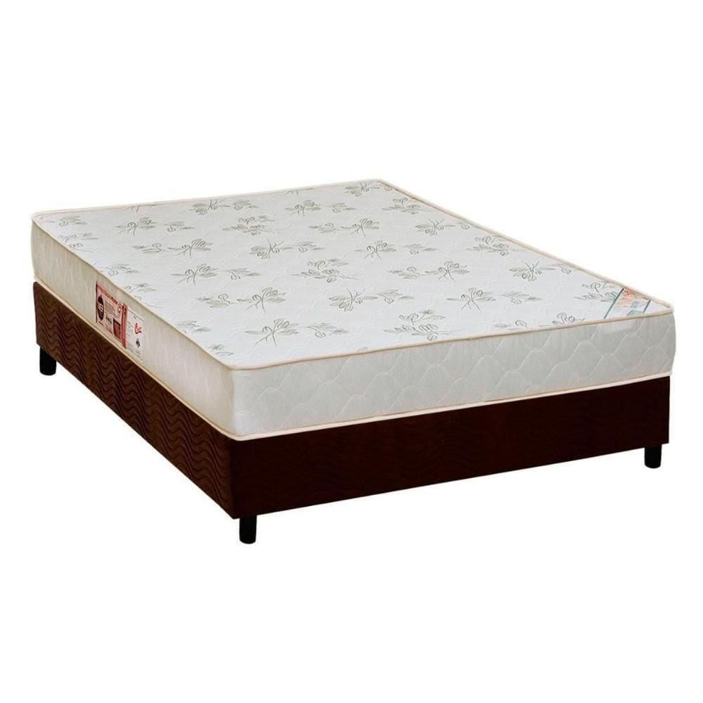 Cama Box Casal: Colchão Espuma D33 Castor Sleep Max Relax + Base Crc Suede Brown(138X188)