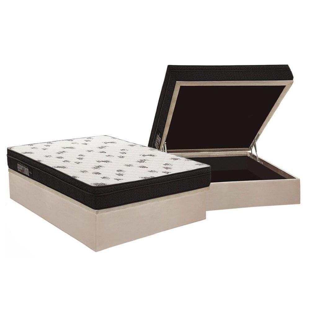 Cama Box Baú Casal: Colchão Espuma D45 Ortobom Ligh Saúde Ortopillow + Base Crc Suede Clean(138X188)