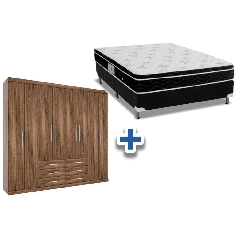 Cama Box Casal + Colchão Physical Ortobom + Guarda Roupa Master 8.6 Demolição