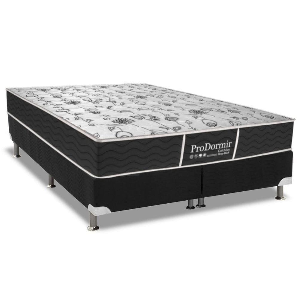 Cama Box King: Colchão Molas Bonnel Probel Prodormir Sleep + Base Crc Suede Black(193X203)