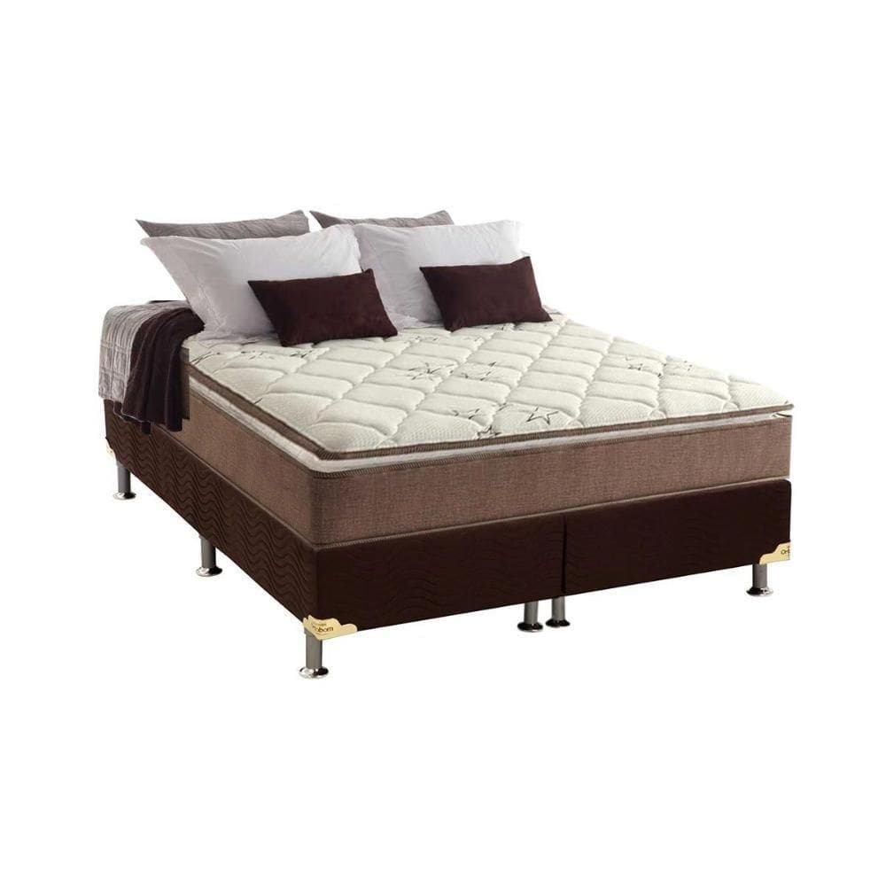 Cama Box Queen: Colchão Anatômico Anjos D28/Ag65 Star + Base Crc Suede Brown(158X198)