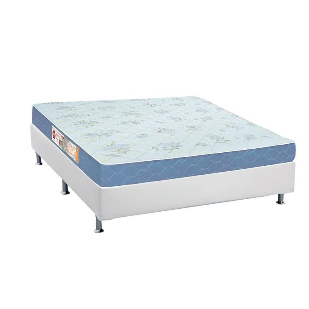 Cama Box Casal: Colchão Espuma D45 Castor Sleep Max + Base Crc Courano White(138X188)
