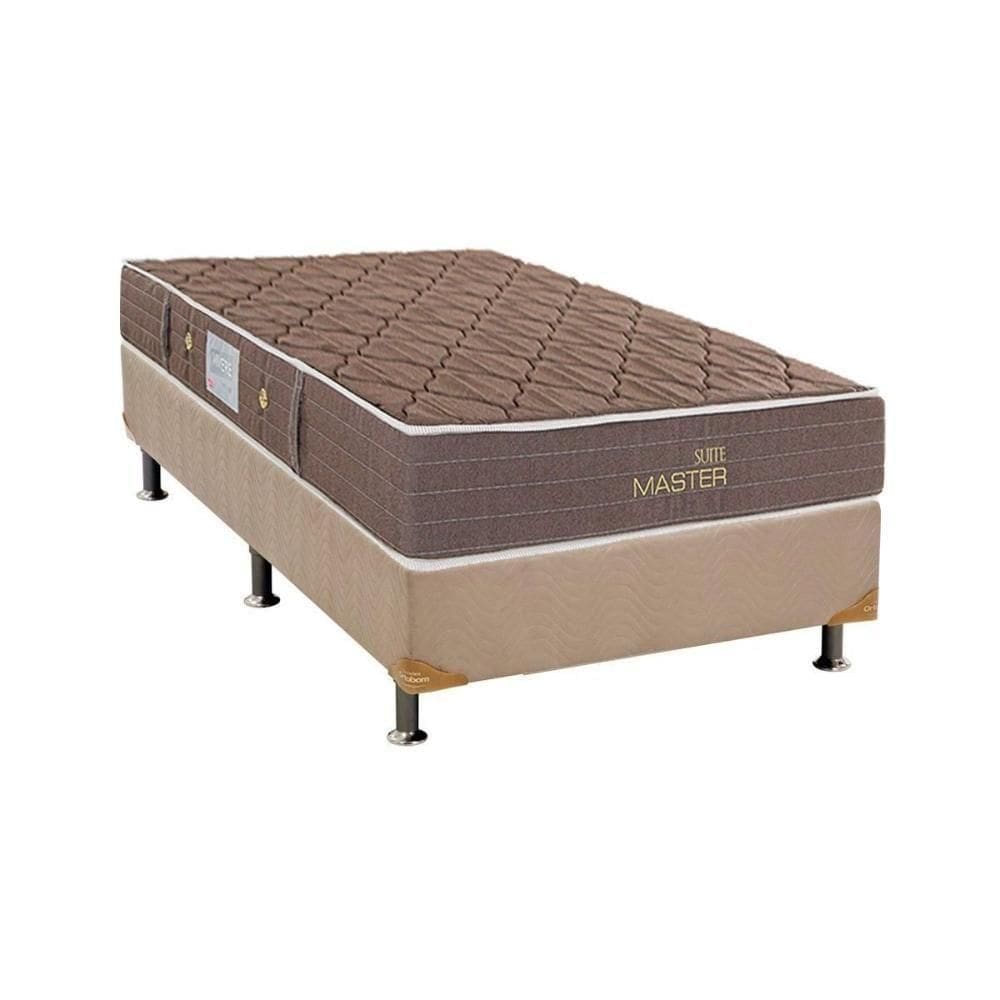 Cama Box Solteiro: Colchão Molas Herval Bonnel Suite Master + Base Crc Suede Bege(88X188)
