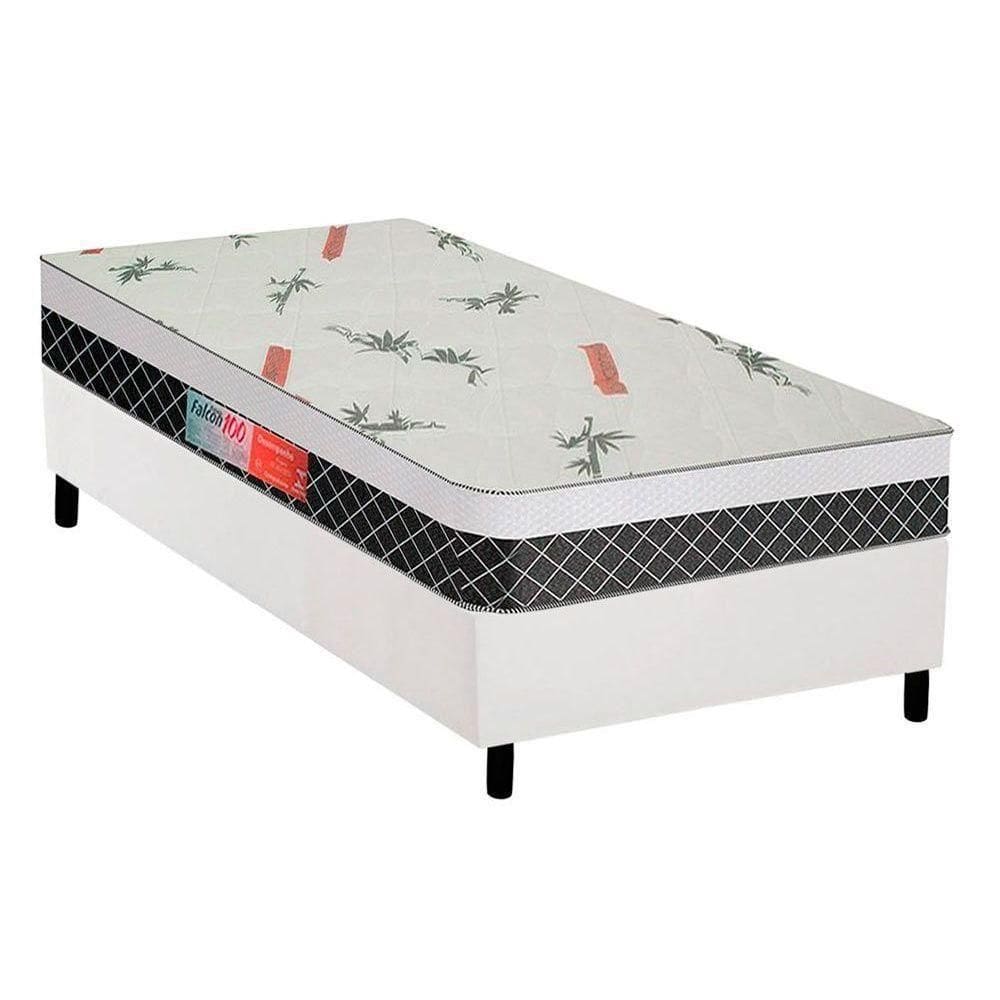 Cama Box Solteiro: Colchão Ortopédico Plumatex D28/Ep Falcon Ultra Firme + Base White(88X188)